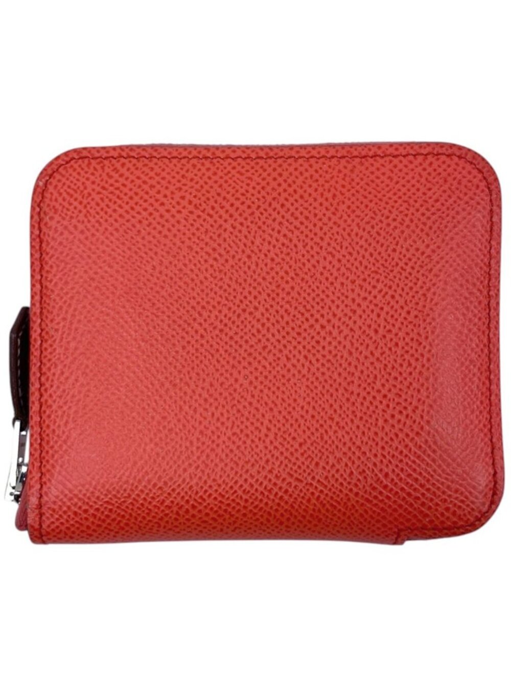 Hermes Azap Silk'in Compact Bifold Wallet Zip Around Scarf Veau Epsom Orange